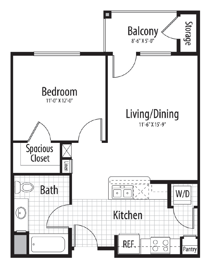 One bedroom floor plan